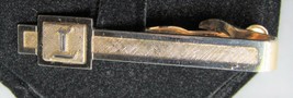 Swank Tie Clip Bar &quot; L &quot; Initial Gold Tone Alligator Clasp Men&#39;s Textured L Name - £7.04 GBP