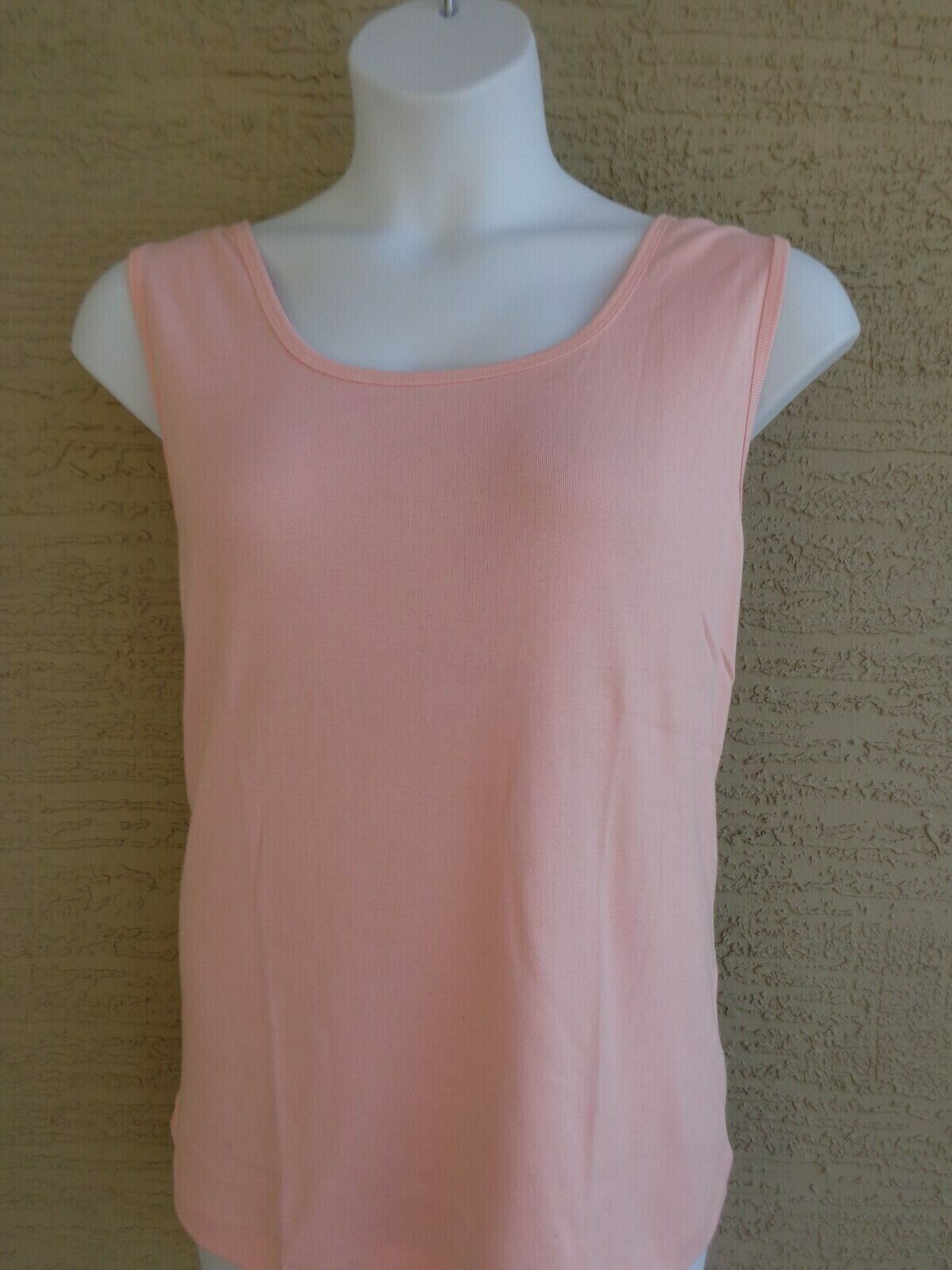 Roaman&#39;s Denim 24/7 Ribbed Cotton Scoop Neck Tank Top Plus S 12W Pink - $5.45