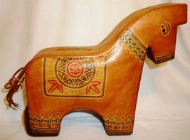 GENUINE LEATHER FIGURAL PIGGY COIN BANK HORSE - $438.41 MXN