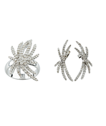 Beau 14k Diamant Feux D&#39;Artifice Bague Et Clous Earrings Set Tdw = 2.30 ... - $3,354.62
