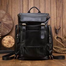 Handmade Crazy Horse Leather Men Backpack Large Capacity Cowhide Leisure Travel  - £168.18 GBP