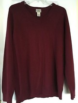 L L Bean XL TALL Lambswool Wool V-Neck Sweater Burgundy Port Wine Red XLT - $19.00