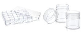 30 Clear Plastic Bead Storage Pot Jars Containers w/ Box for Craft Supplies - £20.82 GBP