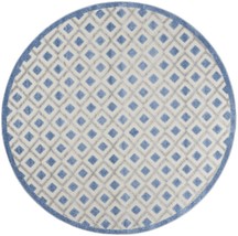 8&#39; Round Blue And Gray Round Geometric Indoor Outdoor Area Rug - £240.43 GBP