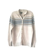 Eddie Bauer Cardigan Sweater Cream Nordic Print Button Front Womens Large - £17.78 GBP