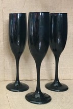 Vintage Libbey Black Blue Glass Champagne Flutes Stemware Gothic Dark Ac... - £13.99 GBP