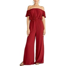 Rachel Roy Womens M Black Cherry Red Pockets Off The Shoulder Novia Jumpsuit NWT - £25.74 GBP