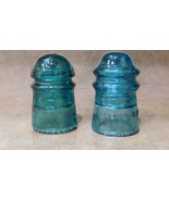 Vintage Hemingray No 9 &amp; Brookfield Telephone Insulators Blue Green Glas... - £32.51 GBP