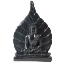 Buddha SFA099 Bodhi Leaf Meditating Earth Touching Black Resin 8&quot; H - £24.92 GBP