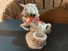 White Christmas Unicorn Votive Candle Holder - $4.00