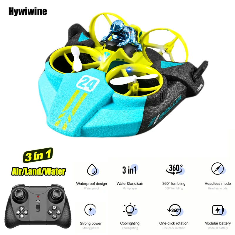 Mini Drone 3 In 1 Hovercraft 2.4g 4CH Remote Control RC Quadcopter Waterproof - £45.01 GBP+
