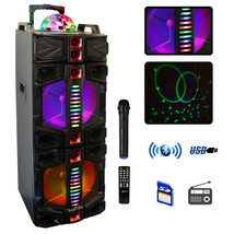 beFree 5000W Dual 12&quot; Subwoofer Portable Bluetooth PA DJ Party Speaker w Lights - £229.54 GBP