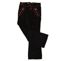Eckored Vintage Y2K Girls Embellished Black Corduroy Pants Size 14 Red Trim - £18.99 GBP