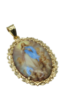 Womans jewelry 14k yellow gold pendant for necklace religious angels Catholic - £648.96 GBP