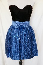 Jessica McClintock Gunne Sax Burgundy Velvet Blue Dress Size 5/6 Sweetheart - £21.42 GBP