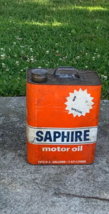 Vintage Metal Saphire Motor Oil Can 2 US Gallons OHIO PICK UP ONLY - $73.45