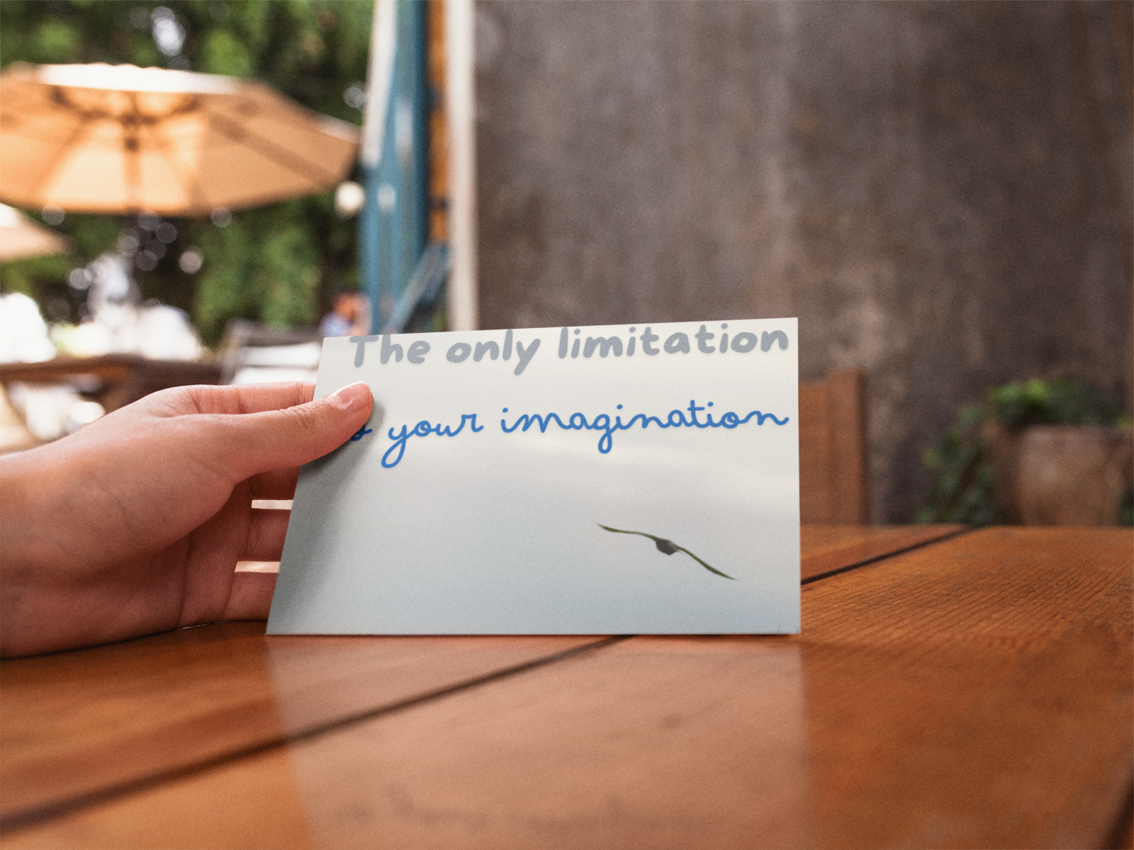 &quot;The only limitation is your Imagination&quot; motivational card with Photo art. - $1.30