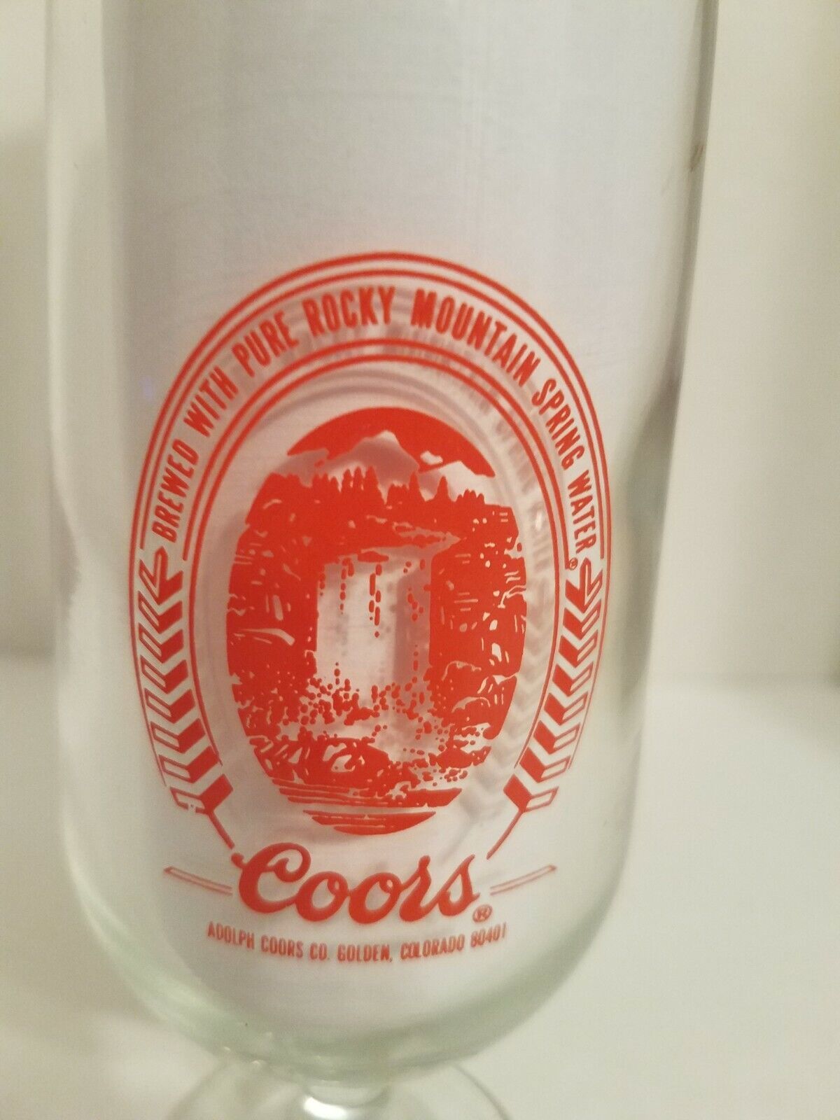 Vintage Adolph Coors Beer Stem Beer Glass Golden Colorado Red Printing - $12.61