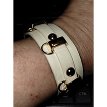 White vintage leather studded bracelet - $23.76