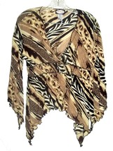 Zoey Beth Black &amp; Brown Leopard Cheetah Animal Print Fairy Hem Top Size L - $26.99