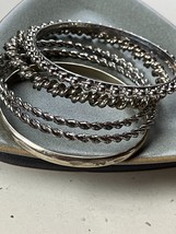 Lot of Various Bead Twist &amp; Southwest Stamped Silvertone Bangle Bracelet – - £11.90 GBP