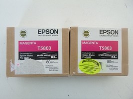 Epson Genuine Ink Magenta 3800 Stylus Pro T5803 CT13T580300 - Lot of 2 Exp. 2015 - £22.84 GBP