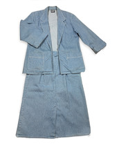 City Blues Koret Long Blue Denim Jean Skirt Modest Pockets Suit Jacket Sz 12 Pin - £28.12 GBP