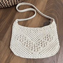 Vintage 70s Macrame Shoulder Sling Bag Boho - $644.19 MXN