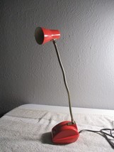 Vintage Mid Century Adjustable Gooseneck Table Desk Lamp Coral Pink Japan - £71.23 GBP