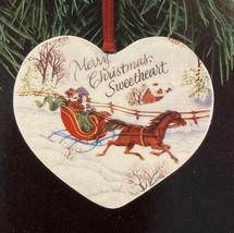 1991 Hallmark Keepsake Sweetheart Porcelain Christmas Ornament -New Horse Sleig - £6.11 GBP