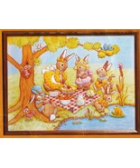 1983 Creative Circle Easter Bunnies Picnic Embroidery 3D Wall Art Kit 18... - £14.15 GBP