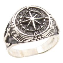 925 Sterling Silver Vintage Ring Nautical Compass &amp; Anchor Band  Sz 13  ... - $85.15