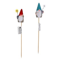 Knewy The Gnome Garden Stakes 2 Pack 11 Inch Potted Plant Sticks Yard Fl... - £23.53 GBP
