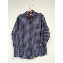 Wrangler George Strait Mens Shirt Size M/L Blue Red Plaid Embroidered Button Up - $19.96