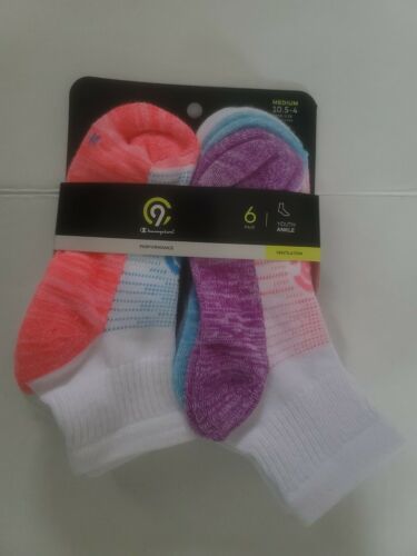 Champion C9 Performance Youth Girls M 10.5-4 Ankle Socks 6 Pair New - $12.86