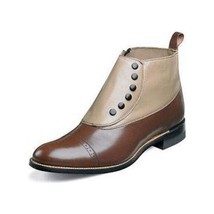 Men Stacy Adams High Top Boot Madison Biscuit Toe Brown Taupe Side Zip 00026-249 image 2