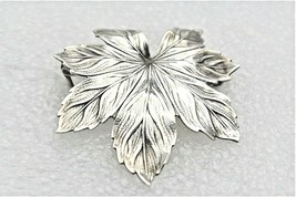 Vintage Leaf Pin REAL SOLID .925 Sterling Silver 4.2 g - £38.59 GBP