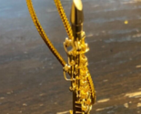 Musical instrument Soprano Saxophone Sax Tree Ornament 3 1/2 inches Golden - $17.77