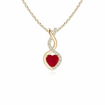 ANGARA Natural Ruby Infinity Heart Pendant Necklace with Diamonds in Yellow Gold - £358.70 GBP