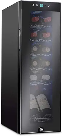 Ivation 12 Bottle Compressor Wine Cooler Refrigerator w/Lock, Large Free... - $370.99