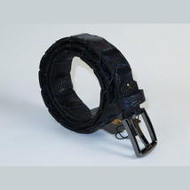 Men Genuine Leather Belt PIERO ROSSI Turkey Crocodile print Hand Stitch #69 navy image 4