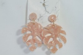 Earrings (New) Alice - Leaf Shaped Pink Acrylic - Posts - 2.25&quot; Drop - £5.44 GBP