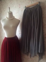 Gray High-low Tulle Skirt Outfit Women Custom Plus Size Tulle Skirt image 6