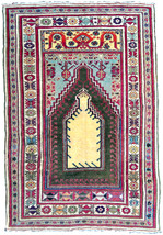 Handmade antique Turkish Kersheir rug 3.9&#39; x 5.9&#39; (120cm x 180cm) 1880s - £2,805.21 GBP