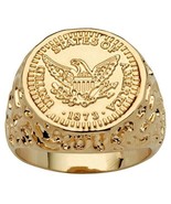 Eagle Coin Replica Nugget Men&#39;s Ring Jewelry Gift 14K Yellow Gold Plated - £132.54 GBP
