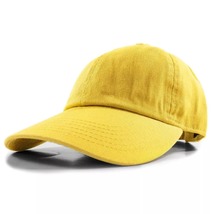 Yellow Plain Solid Polo Baseball Hat Washed Cotton Adjustable Cap Mens W... - $14.99