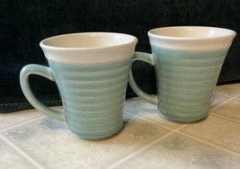 Sango Rico Aqua Mugs Set Of 2 Hand Painted 4671 - £14.48 GBP