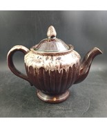 Vintage MCM Hall Pottery Teapot Dark Brown Drip Glaze W Gold Dust &amp; Rim,... - $24.00