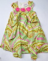 Oshkosh Dress Toddler Sz 2T Paisley Floral Pink Green White Lined Scarf - $27.00