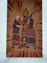 Vintage Signed African Oil Painting Kadufeki 3 Tribal Women Baby on Back 79 x 49 - £161.78 GBP